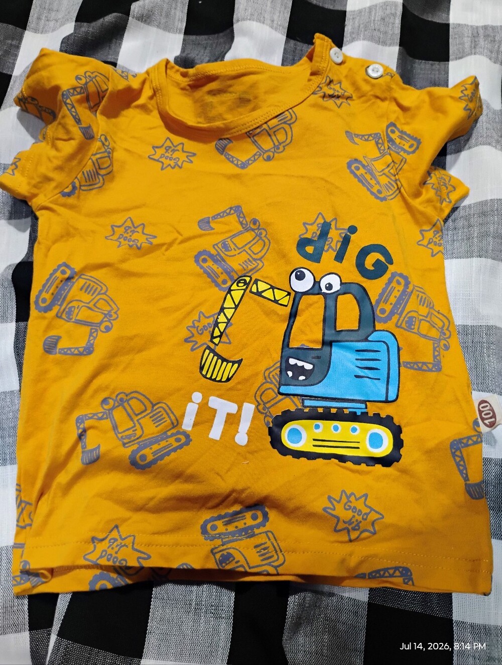 ❤️Toddler Yellow Excavator Graphic Tee